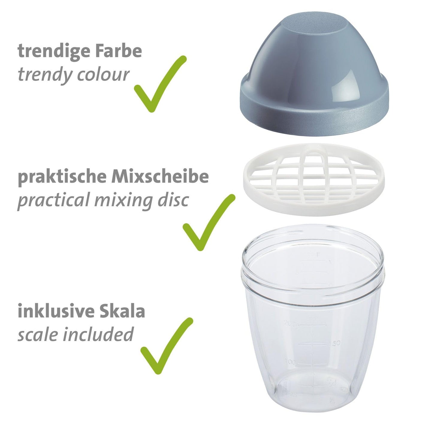 Westmark Mixbecher 250ml mit Mixscheibe Klar Blau