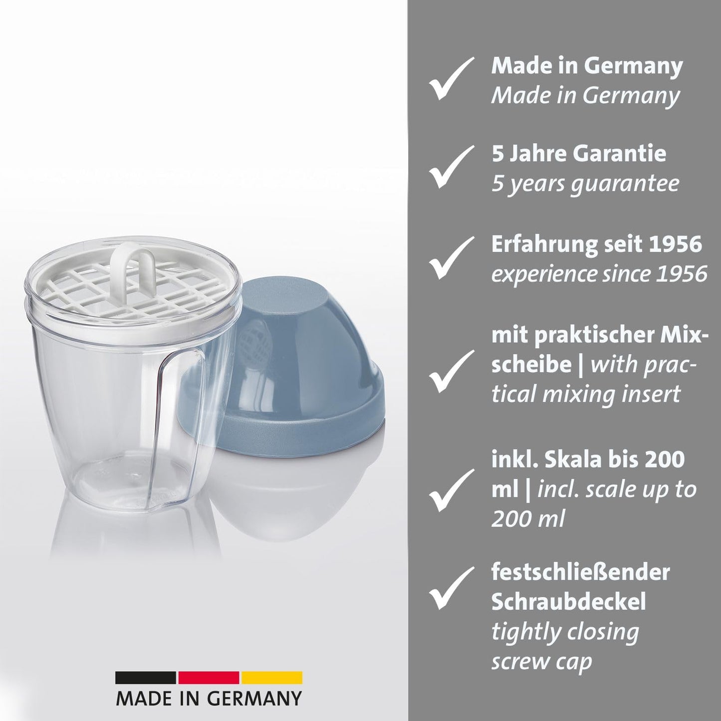 Westmark Mixbecher 250ml mit Mixscheibe Klar Blau