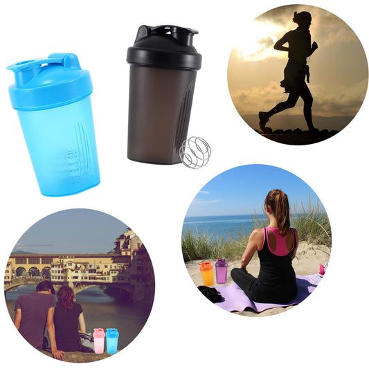 Gym Shaker 400ml mit Kugel auslaufsicher Schwarz